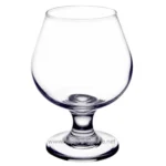 Clear glass snifter with a rounded bowl, designed for tasting spirits and whiskey, showcasing elegance and purity for premium beverage presentation.