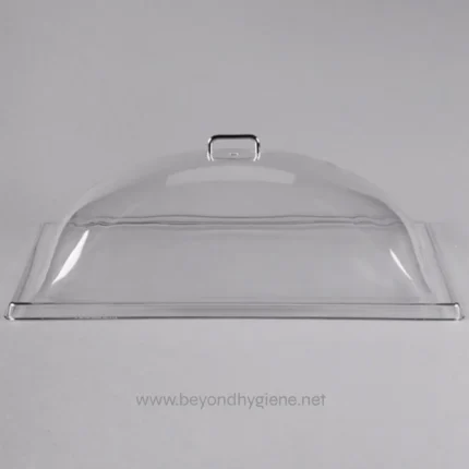 Clear plastic protective cover for hygiene and sanitation display.