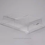 Clear acrylic sneeze guard for hygiene protection in food and service areas.