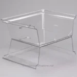 Clear acrylic disinfectant or sanitizer holder for hygiene stations, durable transparent design for easy visibility and safety, ideal for healthcare and public environments.
