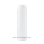 Refillable white plastic water bottle, eco-friendly hydration container, suitable for travel and outdoor activities, designed for sustainability and convenience.