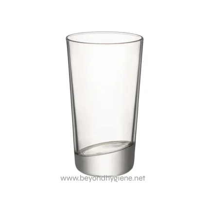 Clear glass tumbler for hygiene and beverage use, perfect for hospitality and personal settings, offering a hygienic and stylish drinking solution.