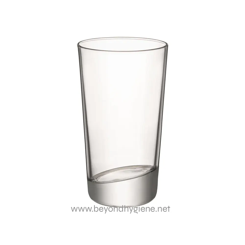 Clear glass tumbler for hygiene and beverage use, perfect for hospitality and personal settings, offering a hygienic and stylish drinking solution.