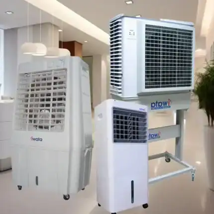 Portable air cooler units for efficient cooling and air purification by Beyond Hygiene Asia.