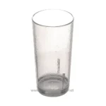 Reusable clear plastic drinking tumbler with textured surface for hygiene and style.