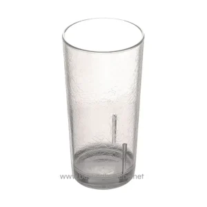 Reusable clear plastic drinking tumbler with textured surface for hygiene and style.