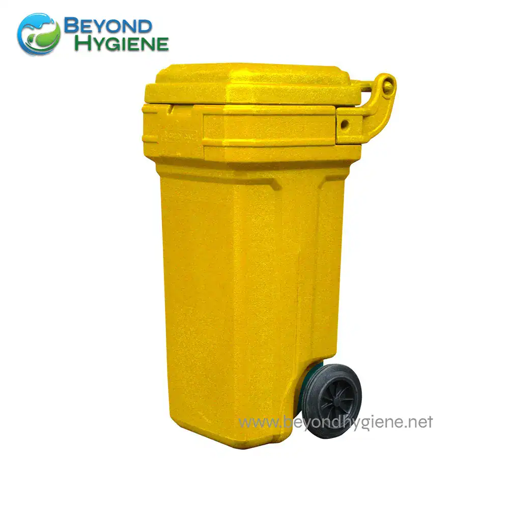 Green Care Roller King YELLOW Yellow waste management bin for sanitation and hygiene.