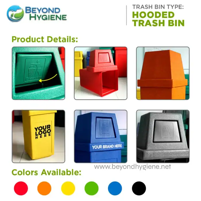 Recycling trash bins, colored outdoor and indoor waste bins, hopper trash bin, custom logo trash receptacles, durable waste disposal solutions for public spaces and commercial use.