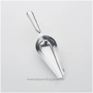 Stainless steel scoop, hygienic cleaning tool for food, medical, or industrial use, durable kitchen utensil, modern design, easy to clean, professional-grade serving equipment.