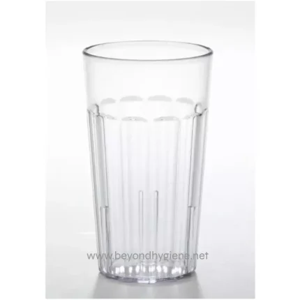 Clear tall drinking glass for hydration and beverages, transparent glassware for home or restaurant use.
