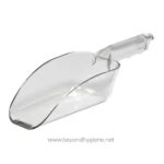 Clear plastic dustpan for cleaning and waste disposal, part of Beyond Hygiene Asia's janitorial supplies. Durable and easy to use, ideal for commercial and industrial cleaning needs.