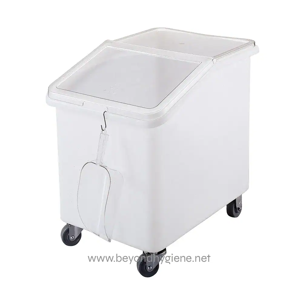 SCP64CW135_A1CL_0818_S03 Slide bin with lid for waste disposal, commercial trash bin, easy to move with wheels, hygienic waste management solution, suitable for hospitals and public spaces, Beyond Hygiene Asia.