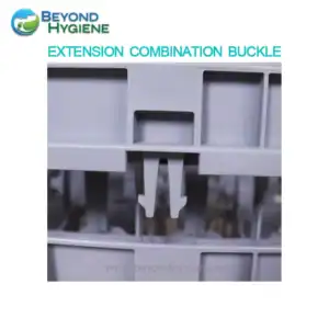 Extension combination buckle for industrial hygiene equipment, durable plastic construction, easy to attach and secure, suitable for maintaining hygienic conditions in hygiene and cleaning systems.