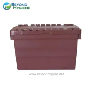 Used plastic waste bin for sanitation and waste management solutions in Asia, durable and eco-friendly trash container, suitable for public spaces, offices, and facilities, versatile hygiene product.