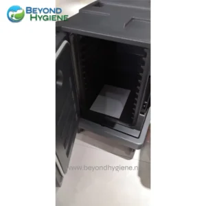 Decontamination sterilization cabinet for hygiene and sanitation use, sleek black design ideal for food and medical environments, Beyond Hygiene Asia expertise in infection control solutions.