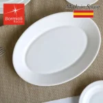 Bormioli Rocco white ceramic plate designed for catering and hospitality industries, made in Spain, durable and elegant dinnerware for restaurants and events.