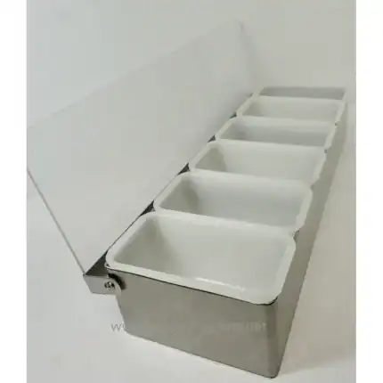 Stainless steel sanitizer dispenser with white plastic trays, ideal for commercial hygiene and sanitation solutions at Beyond Hygiene Asia.