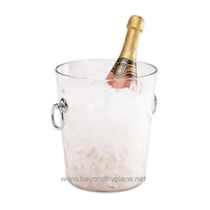 Champagne bottle in ice bucket for celebration or event, representing luxury hospitality services.