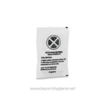 Highly portable hand sanitizer packet for food preparation and service areas, effective against bacteria and viruses. Compact and easy to use, ideal for maintaining hygiene standards while on the go.