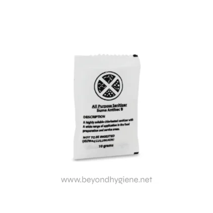 Highly portable hand sanitizer packet for food preparation and service areas, effective against bacteria and viruses. Compact and easy to use, ideal for maintaining hygiene standards while on the go.
