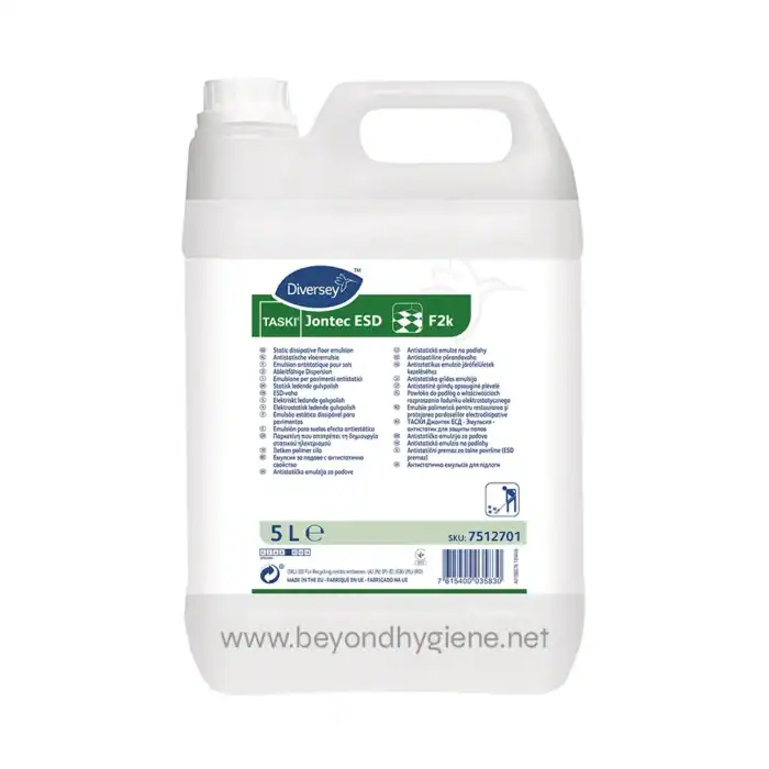 Diversey Jontec ESD floor emulsion, 5L, commercial cleaning solution for anti-static and floor protection in hygienic facilities.