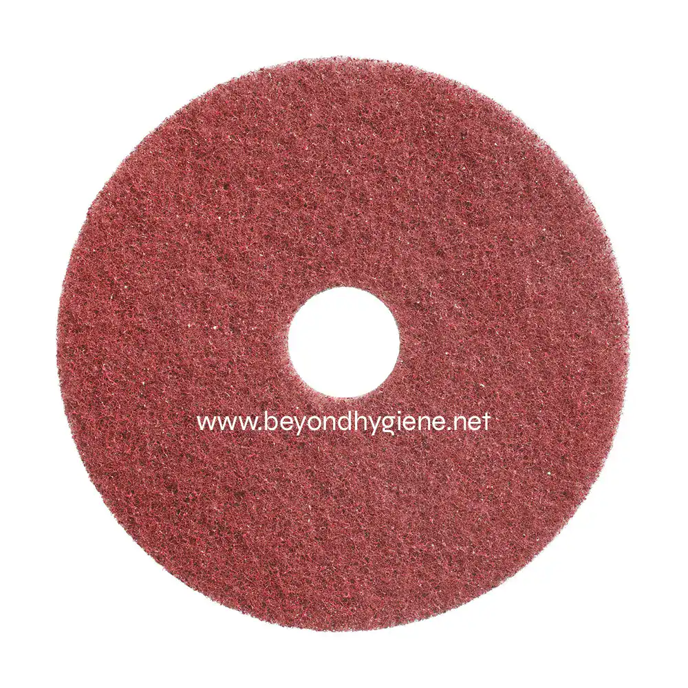 1 Red abrasive scratch pad for cleaning and surface preparation - Beyond Hygiene Asia.