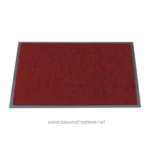 Red entrance mat with anti-slip backing for commercial hygiene and cleanliness. Ideal for businesses to maintain safe, clean entryways and reduce dirt tracking. Durable and easy to clean.