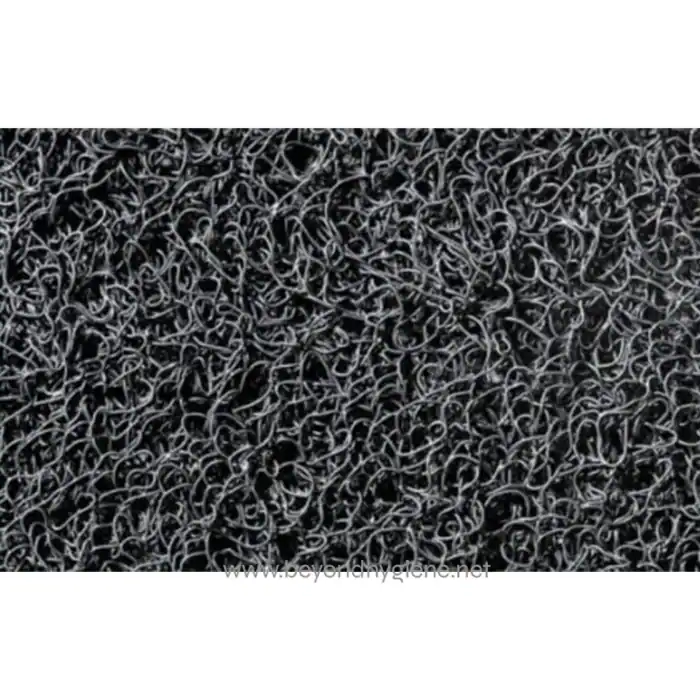 Black door mat with anti-slip design for hygiene and safety at entrances, perfect for commercial and industrial spaces.