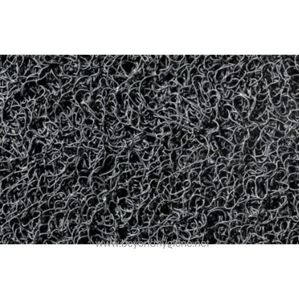 1 Black door mat with anti-slip design for hygiene and safety at entrances, perfect for commercial and industrial spaces.