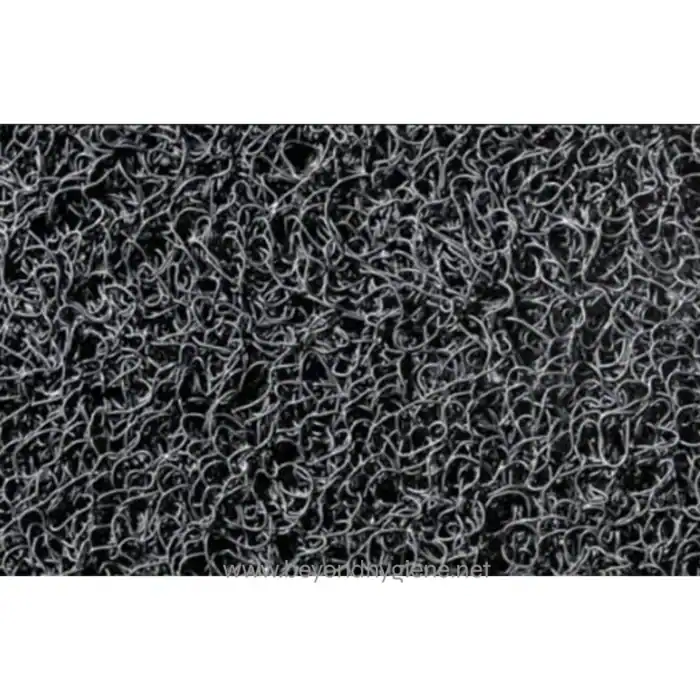 Black antibacterial scrub brush mat for hygiene cleaning and safety.