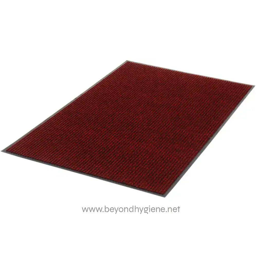 1 Red entrance mat for commercial and industrial hygiene, durable and absorbent, designed for cleanliness, safety, and hygiene in workplaces.