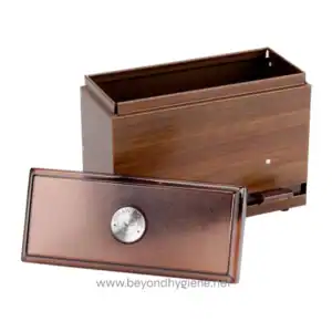 Stainless steel cigar humidor box with wood finish and secure locking lid for premium cigar storage.