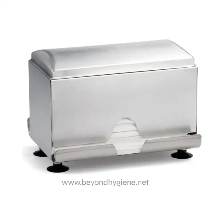 Stainless steel hand sanitizer dispenser for hygiene and sanitation in Asian commercial and healthcare facilities. Durable, wall-mounted sanitizer station promoting cleanliness.