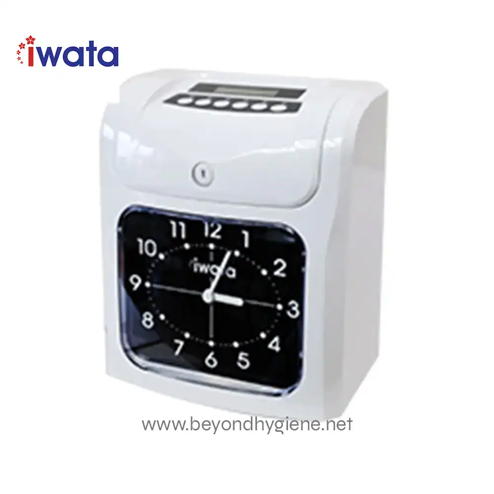 2CRH Bundy Clock (2) IWata time clock and punch timer device for employee attendance and shift tracking.