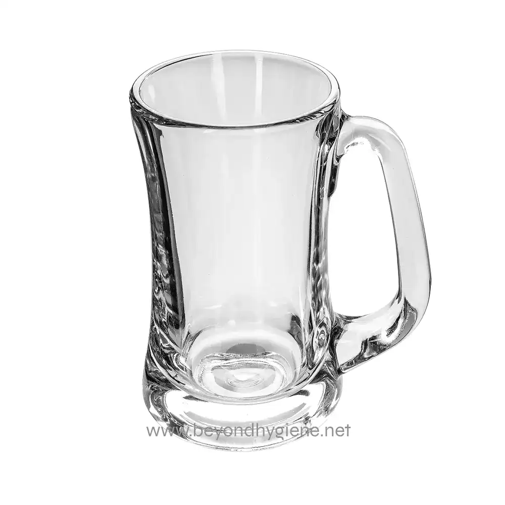 634-5298 Clear glass mug for beverages and drinks.