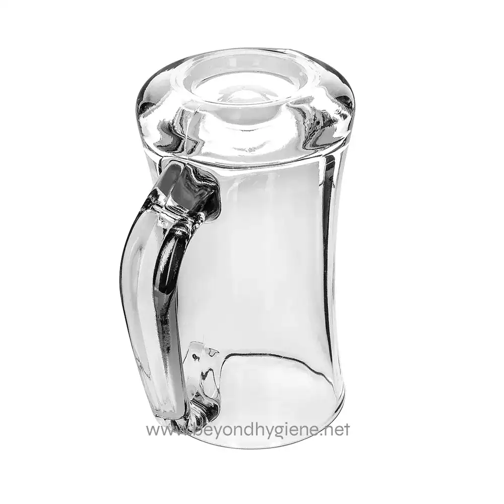 634-5298_006 Clear glass mug with black handle for beverage serving, minimalist design, suitable for hot drinks, modern kitchenware, hygiene-focused product from Beyond Hygiene Asia.