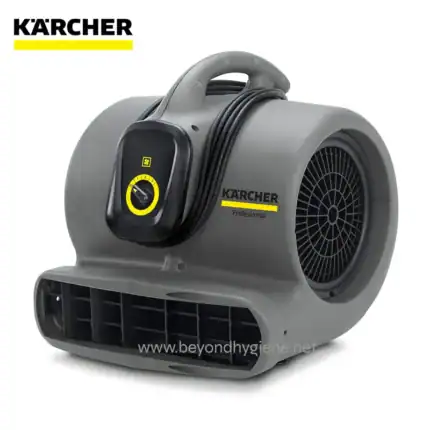 Karcher portable ventilation fan for industrial and commercial hygiene, powerful air blower with adjustable speed control, ideal for sanitization and cleaning processes.