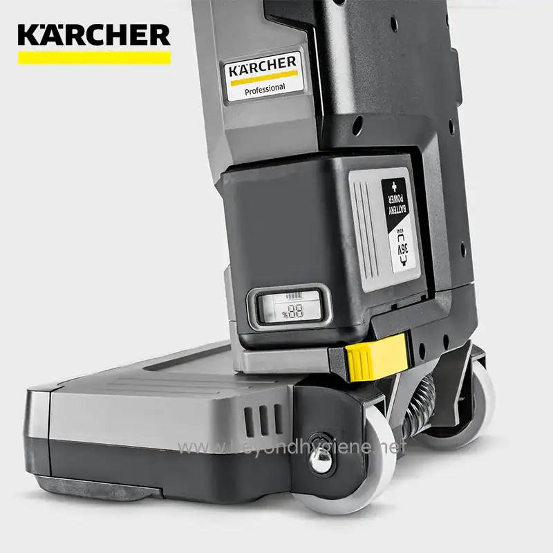 BATTERY POWERED UPRIGHT BRUSH TYPE VAC ( (2) Karcher professional floor scrubber for commercial cleaning and hygiene maintenance in Asia.