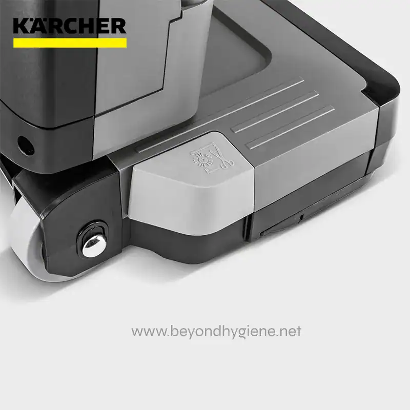 BATTERY POWERED UPRIGHT BRUSH TYPE VAC ( (3) Karcher industrial cleaning machine for commercial hygiene and sanitation needs.