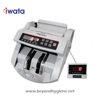 Automatic currency counting machine with counterfeit detection for efficient cash handling.