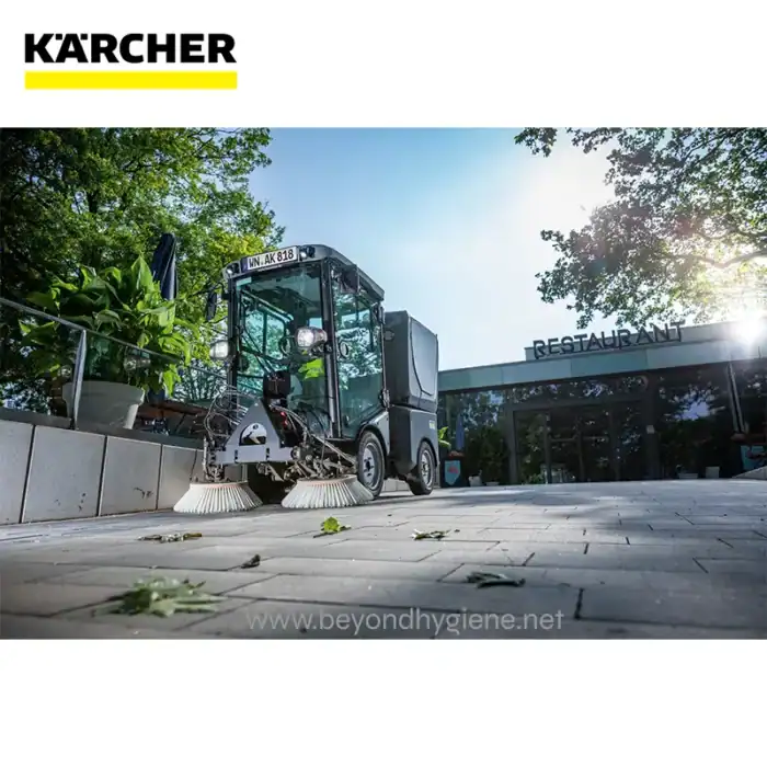 Cleaning equipment for commercial and outdoor surfaces, street sweeping machinery, outdoor sanitation services, professional cleaning tools, Beyond Hygiene Asia capabilities in urban cleaning.