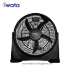 Black Iwata table fan for efficient air circulation, ideal for office and home use, exclusive to Beyond Hygiene Asia.