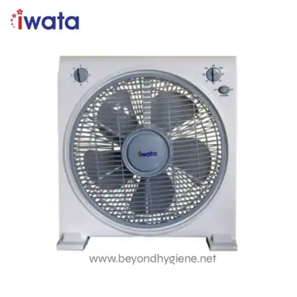 Iwata industrial exhaust fan, white wall-mounted ventilation fan for commercial and industrial airflow, Beyond Hygiene Asia clean air solutions, www.beyondhygiene.net.