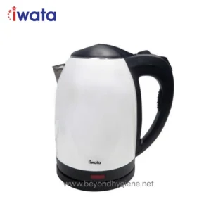Electric kettle with modern design, white and black exterior, ideal for office and home use for boiling water quickly and efficiently. Perfect for maintaining hygiene with reliable performance.