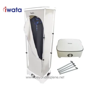Portable UV-C sterilization cabinet for clothing and personal items, ideal for hygiene safety in healthcare, hospitality, and commercial settings. Easy to assemble and sanitize effectively.