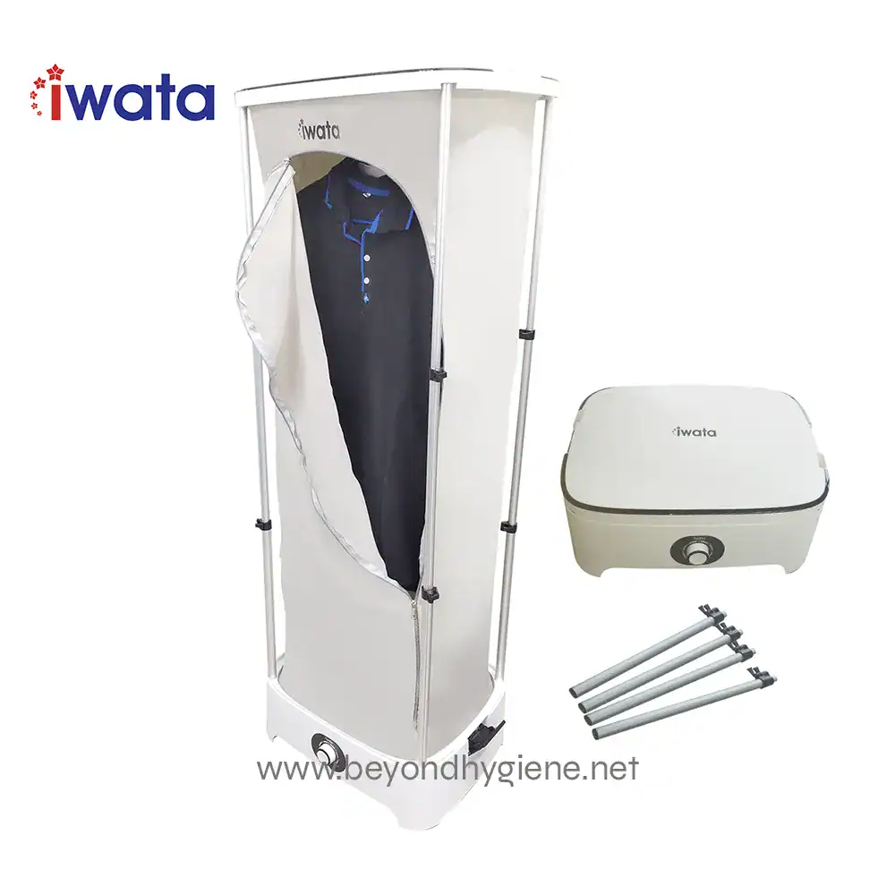 CM20CD-9 (Portable Clothes Dryer) (2) Portable UV-C sterilization cabinet for clothing and personal items, ideal for hygiene safety in healthcare, hospitality, and commercial settings. Easy to assemble and sanitize effectively.
