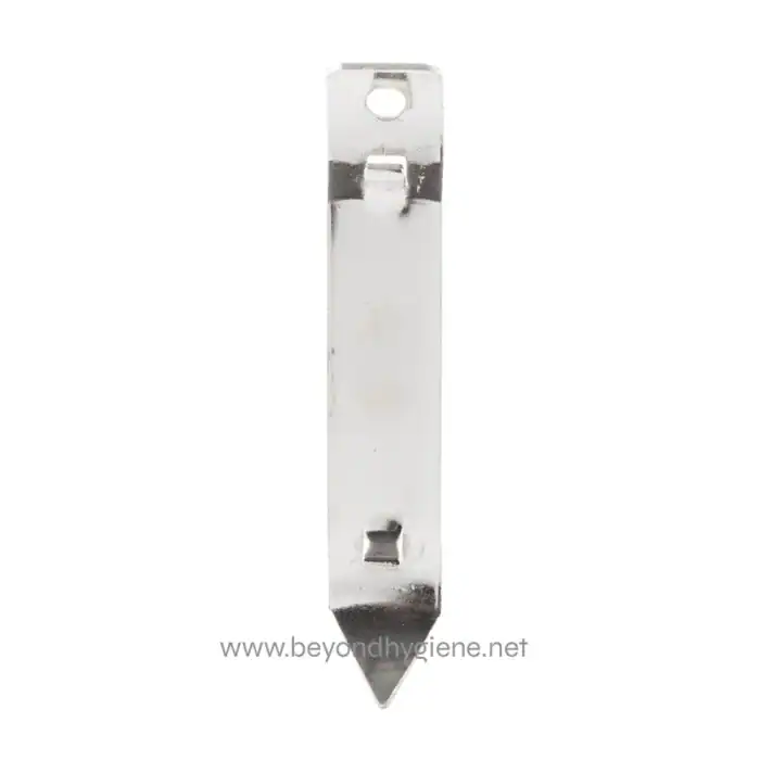 Metal wall hook for hygiene and sanitation facilities, durable stainless steel construction, ideal for commercial and industrial use.