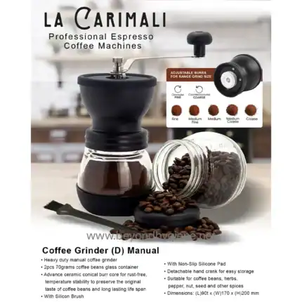 Coffee grinder, manual, professional espresso, coffee milling, durable ceramic burr, adjustable grind size, easy to use, high-quality coffee accessories, beyond hygiene asia.