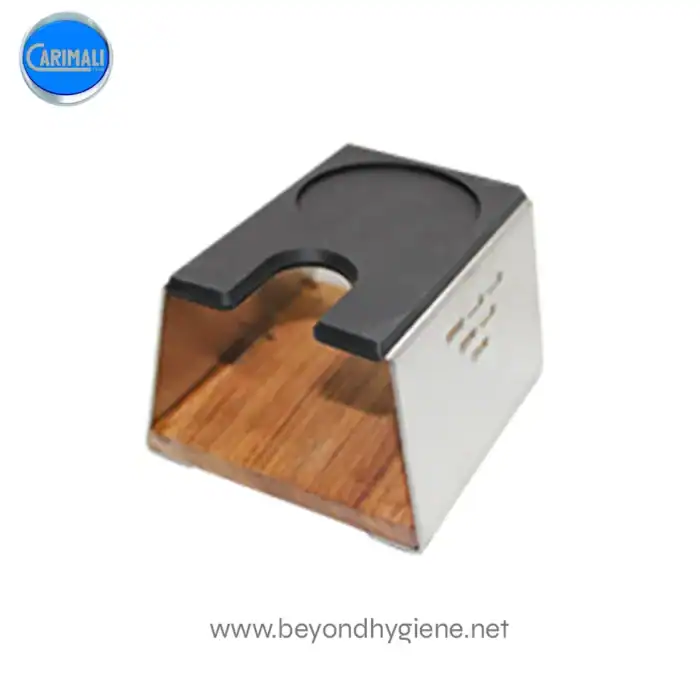 Automatic touchless hand sanitizer dispenser with wooden accents, ideal for hygienic and contactless hand sanitization in commercial and healthcare settings.