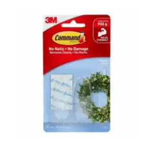 Command™ Clear Medium Hooks 17091CLR, 2 Hooks with 4 Strip/Pack, 6 Pack/Case